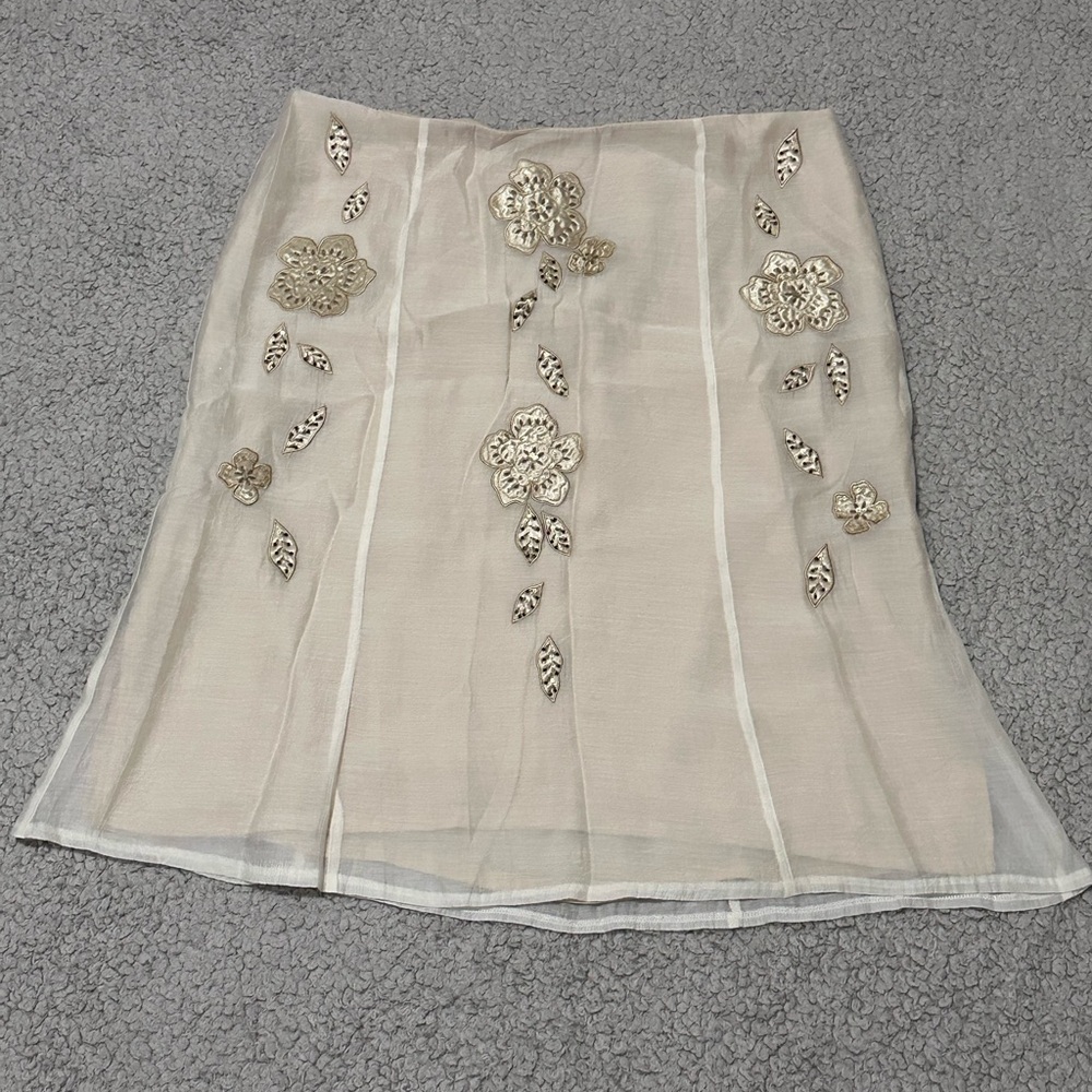 Bandolino Cream Floral A-Line Skirt